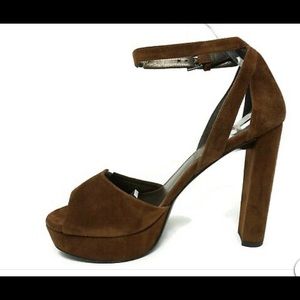 Stuart Weitzman platform hijinx brown high heels